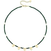 KissYan Beaded Choker Necklace for Women, Colorful Natural Gemstones Pearl Choker 14K Gold Plated Pendant Healing Crystal Necklace Handmade Stone Jewelry Gift