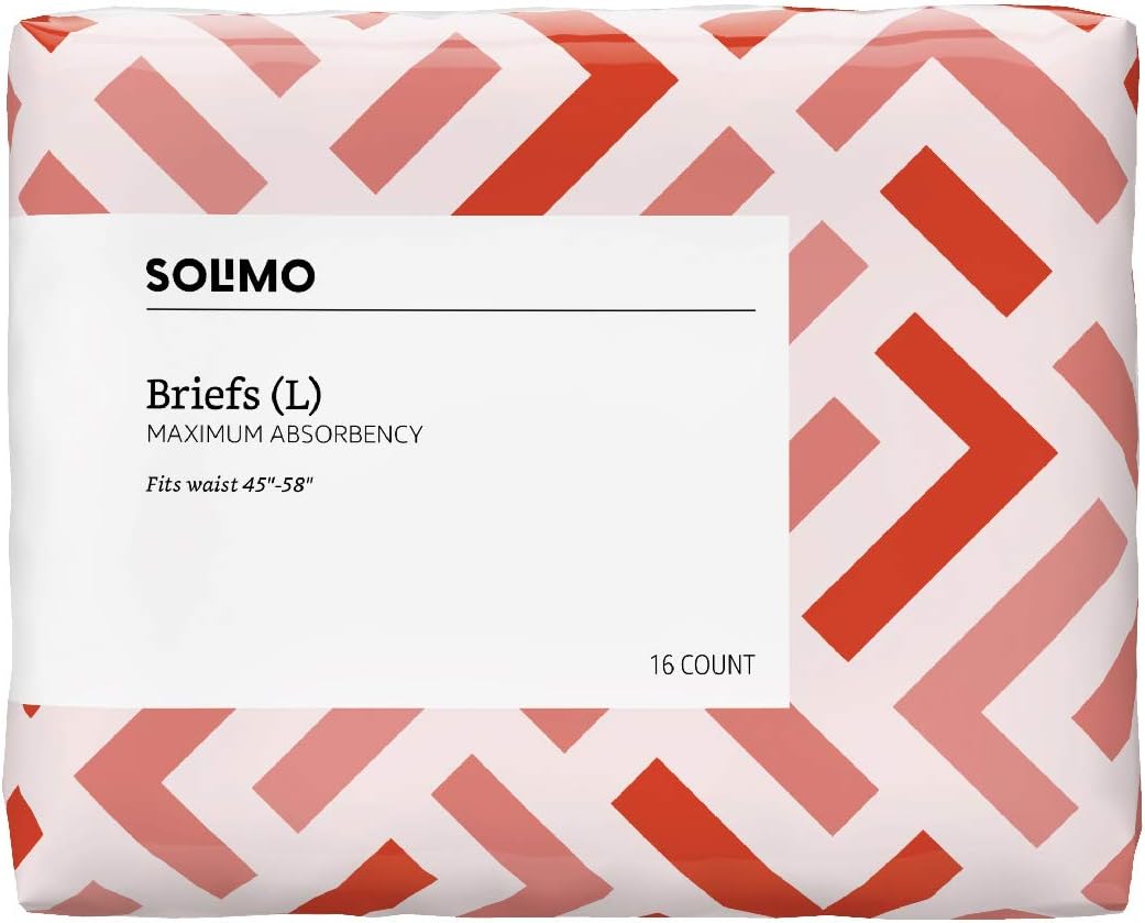  Brand - Solimo Incontinence Adult Diaper Briefs for Men and Women, Maximum Absorbency, Large, 64 Count (4 packs of 16): Health & Personal Care