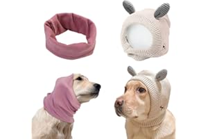 Yolent Quiet Ears for Dogs Anxiety Barking Dog Ear Covers Muffs Snood for Noise 2PCS Dog Ear Hearing Earmuffs Fireworks Protection Anti Anxiety Dog Hat for Medium to Large Dogs , White,Pink,Purple