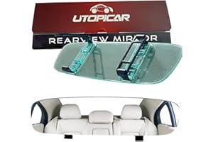 UTOPICAR Universal Car Rear View Mirror - Clip on Rearview Car Mirror - Wide Angle & Panoramic Rear View Mirror - Easy Mount Curved Blind Spot Rear View Mirror - Extended Rear View Mirror for Car, Truck & Jeep