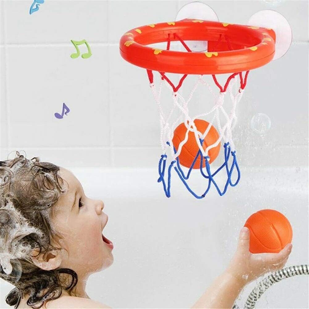 HYwot Bath Toys Baby Bath Time Basketball Hoop And 3 Balls, with Strong Suction Cup, Fun Gift Set for Babys Kids, Girls, Boys,Yellow