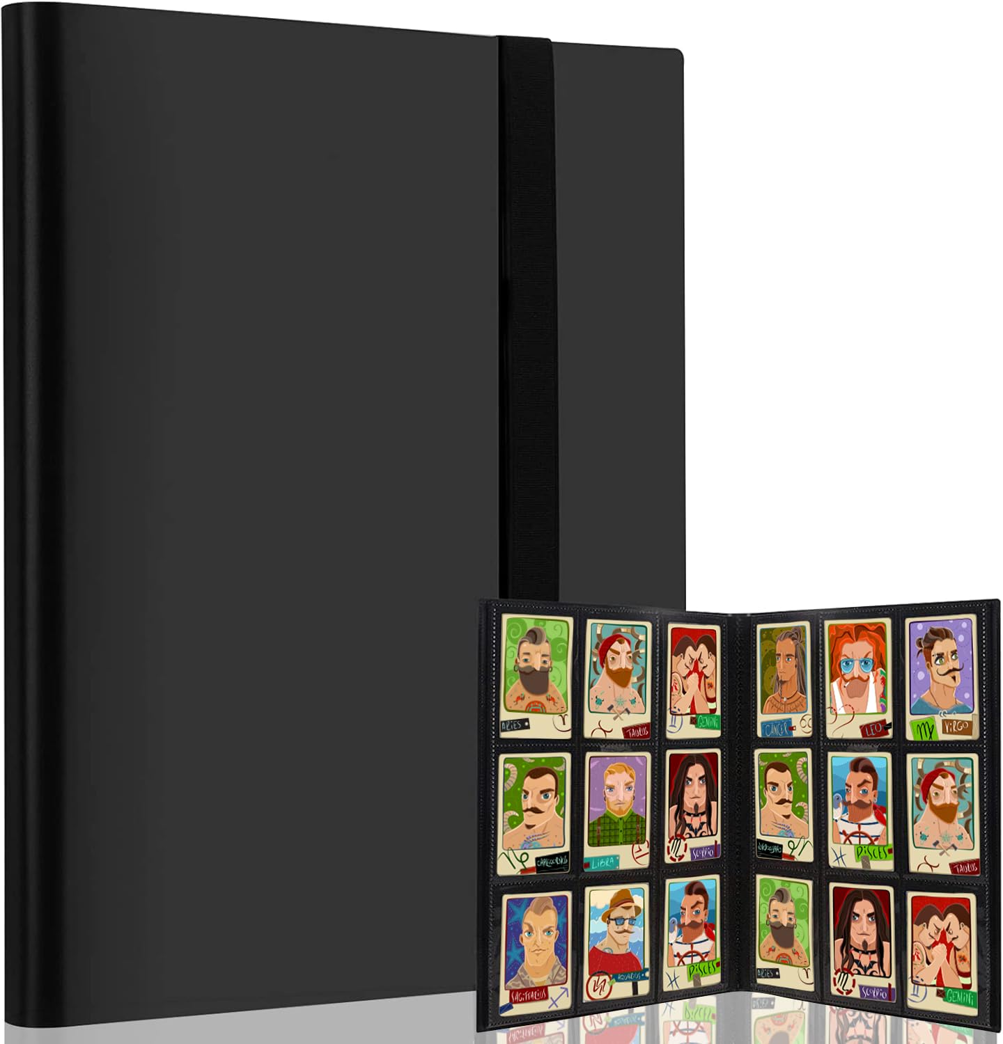 Ledeak Trading Cards Album Folder, 360 Pockets Trading Card Binder Collector Album Holder Game Card Sleeves with Elastic Strap, Card Protection Folder for MTG Kids Baseball Football Sports Card