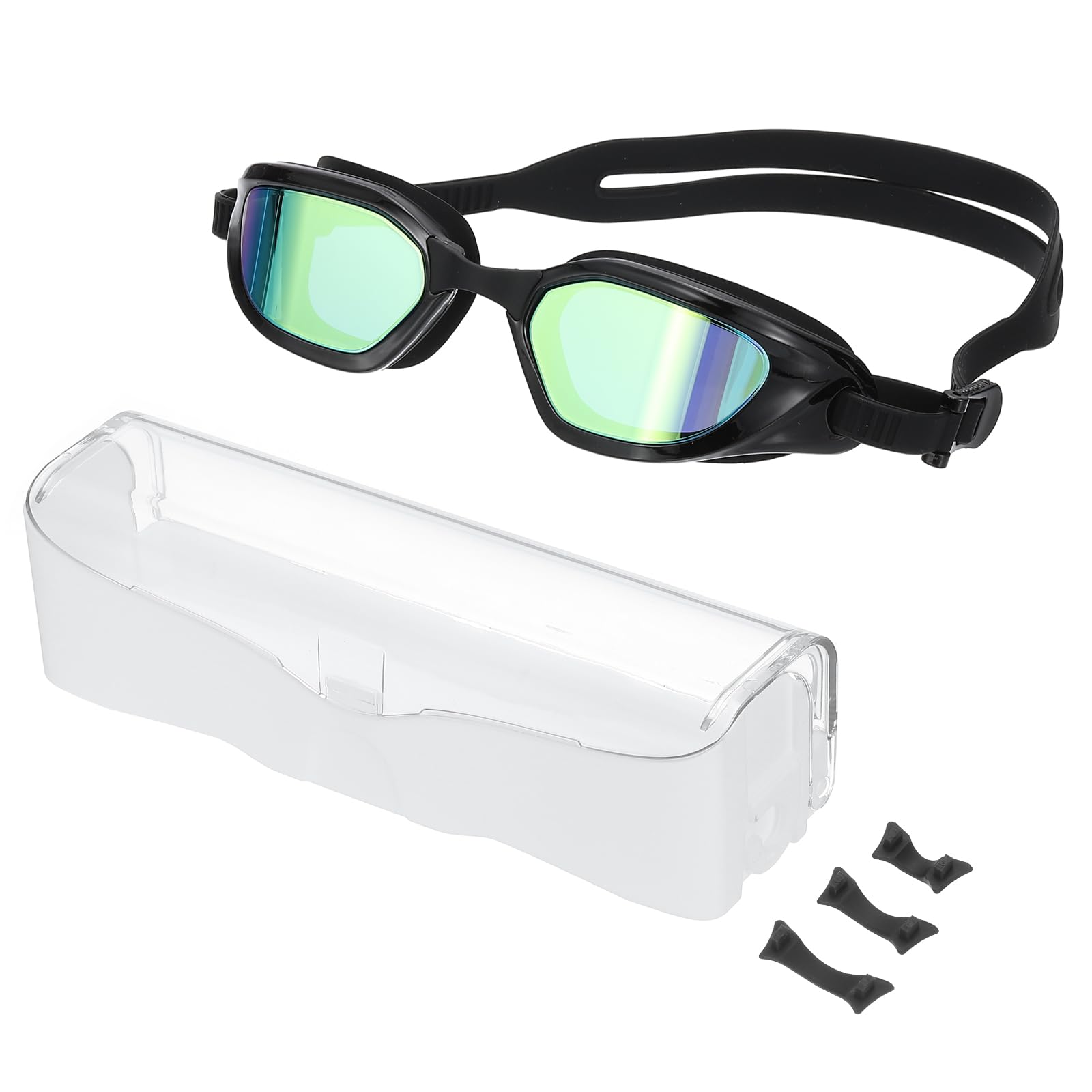 PATIKIL Polarized Swim Goggles Unisex, Anti-Fog Pool Swimming Goggles Sun Rays Resistance No Leaking with Storage Box for Men Women Adults Teenagers, Black/Gold