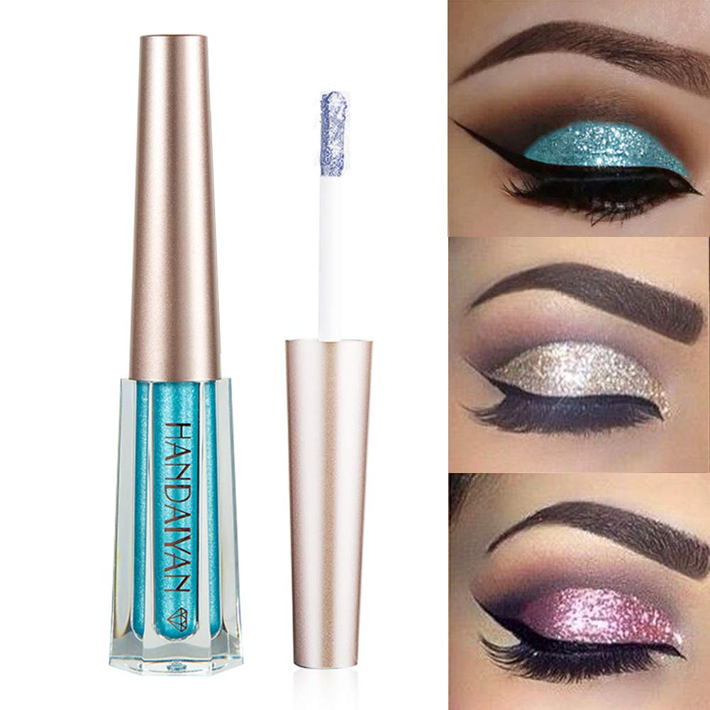 GL-Turelifes Diamond Glitter Liquid Eyeshadow & Eyeliner Pen Starry Sequins Mermaid Eye Shadow Long Lasting Shiny and Pigmented Waterproof Sparkling &Shimmer Eyes Makeup(#12 Light bule)