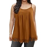 Womens Tank Tops Loose Sleeveless Pleated Camisole Cami Lace Extender Summer Flowy Dressy Shirt