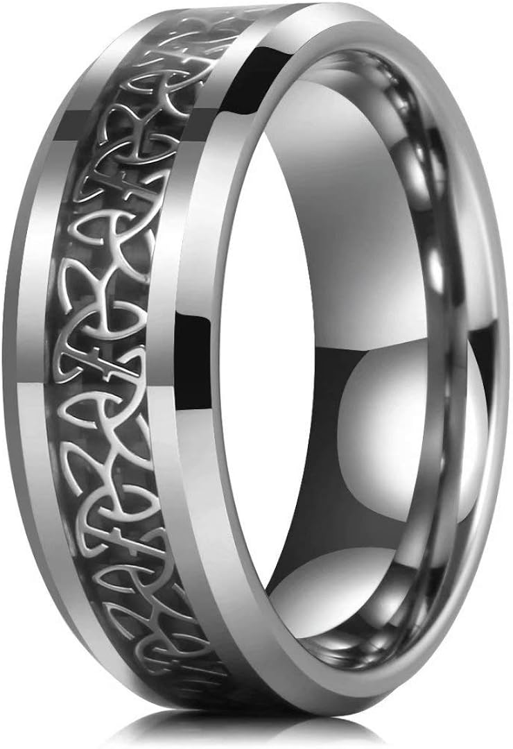 King Will Classic 6mm/8mm Tungsten Carbide Ring Wedding Band for Men Inlay Celtic Knot Engagement Ring Comfort Fit 6 | 