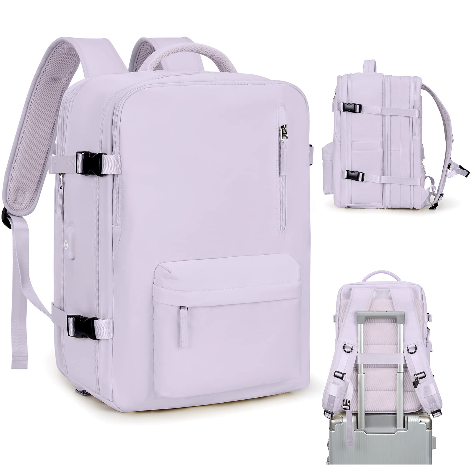 VGCUB Large Travel Work Business Backpack Carry on Flight Approved Laptop Backpack for Women Men Mochila de Viaje, A12-purple-large, L, Fit a 15.6-inch Laptop — image 1