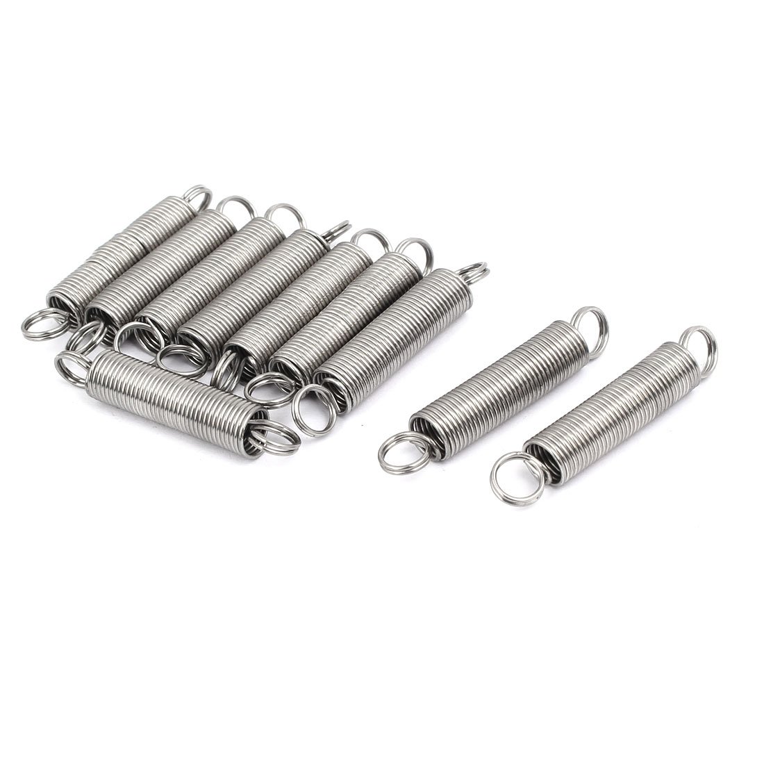 Sourcingmap 0.8mmx8mmx45mm 304 Stainless Steel Tension Springs Silver Tone 10pcs