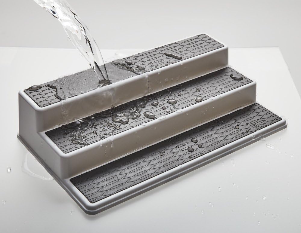 Copco 2555-0188 Non-Skid 3-Tier Spice Pantry Kitchen Cabinet Organizer, 15-Inch, White/Gray: Home & Kitchen