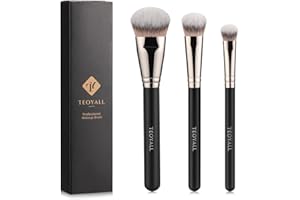 TEOYALL Flat Angled Brushes, Flawless Foundation Brush Under Eye Concealer Brush Bronzer Brush with Liquid Cream Powder
