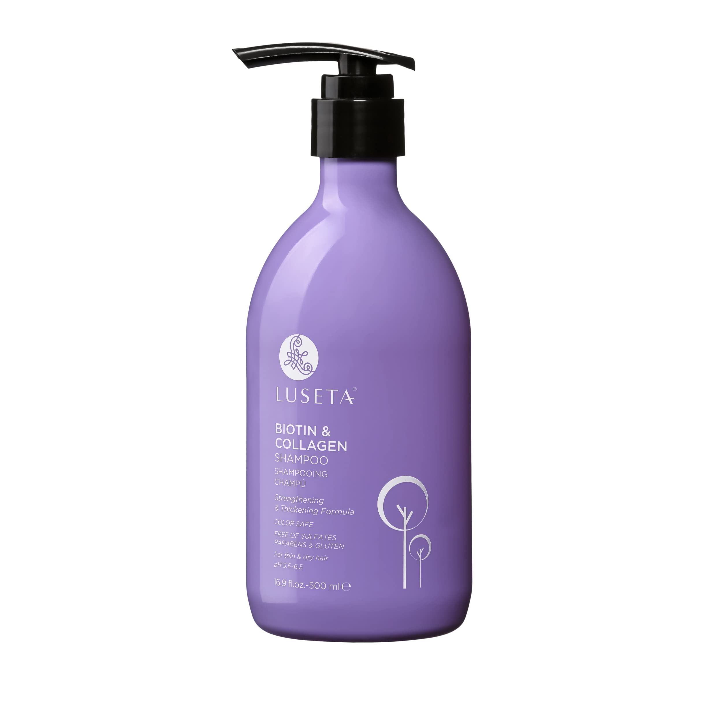 Luseta Biotin and Collagen Hair Growth Shampoo - 16.9oz, Hair Loss & Thickening Shampoo for Men & Women, Vitamin B7 & Argan Oil, Sulfate & Paraben Free