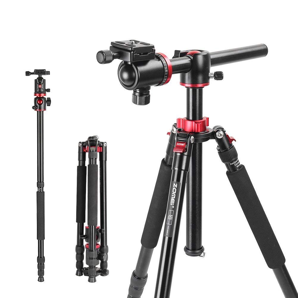 Camera Tripod ZOMEI Travel Tripod 75 Inch Aluminium Alloy Monopod DSLR Tripod with 360 Degree Ball Head