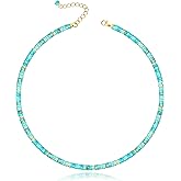 MIDDLUX Heishi Style Gemstones/Natural Pearls Beaded Choker Necklace for Women, Handmade Jewelry Gifts for Her