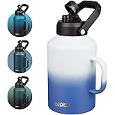 BJPKPK 1 Gallon Water Bottle with Handle, Large Dishwasher Safe 128oz Insulated Water Bottle, BPA Free Water Jug, Wide Mouth Metal Flasks with Anti-slip Bottom, Keep Cold & Hot,Sky