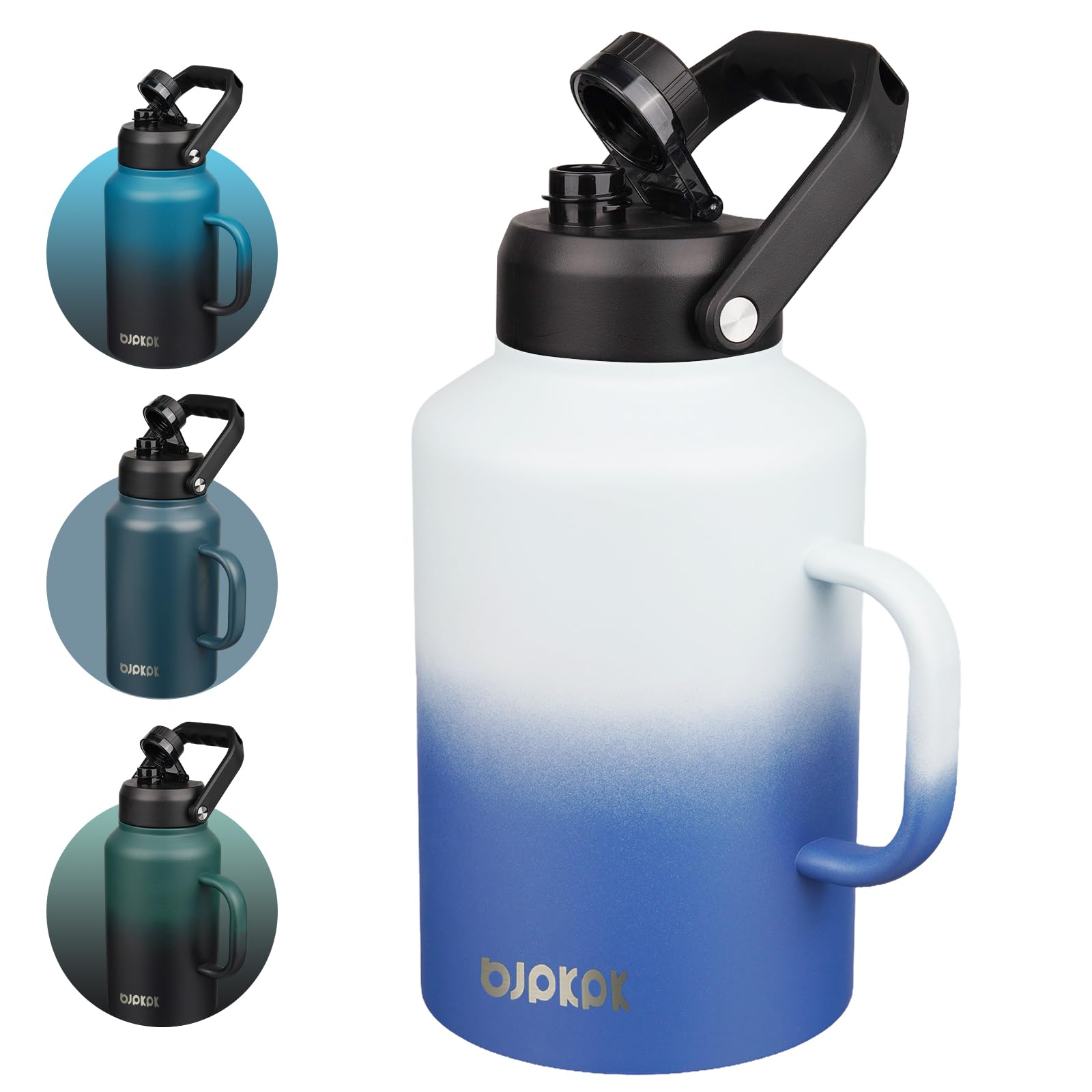 Photo 1 of BJPKPK 1 Gallon Water Bottle with Handle, Large Dishwasher Safe 128oz Insulated Water Bottle, BPA Free Water Jug, Wide Mouth Metal Water Bottle with Anti-slip Bottom, Keep Cold & Hot,Sky