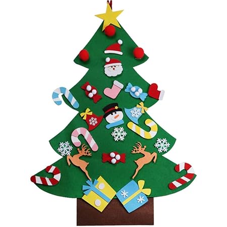 Xonor Albero Di Natale In Feltro Fai Da Te Con Ornamenti Per Bambini Regali Di Natale Decorazioni Per Appendere Le Pareti Di Capodanno A