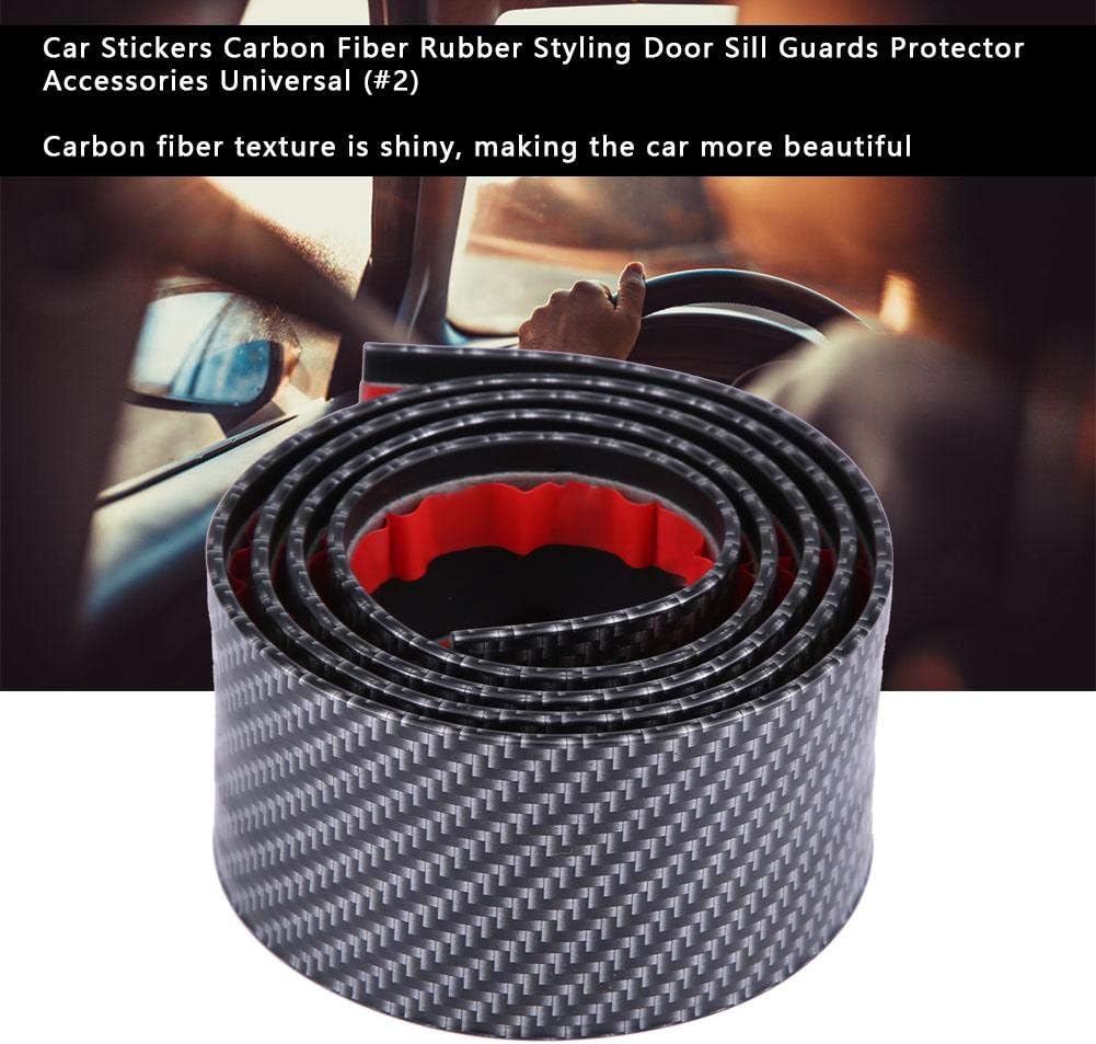 KIMISS Car Stickers,Universal Carbon Fiber Rubber Styling Door Sill Guards Protector for most cars trucks - Image 4