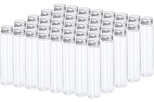 PATIKIL 40Pcs 110ml Plastic Test Tubes with Screw Caps, 155x33mm Tubes Aluminum Lid, for Scientific Experiments Party Decoration Candy Bead Storage Bath Salt