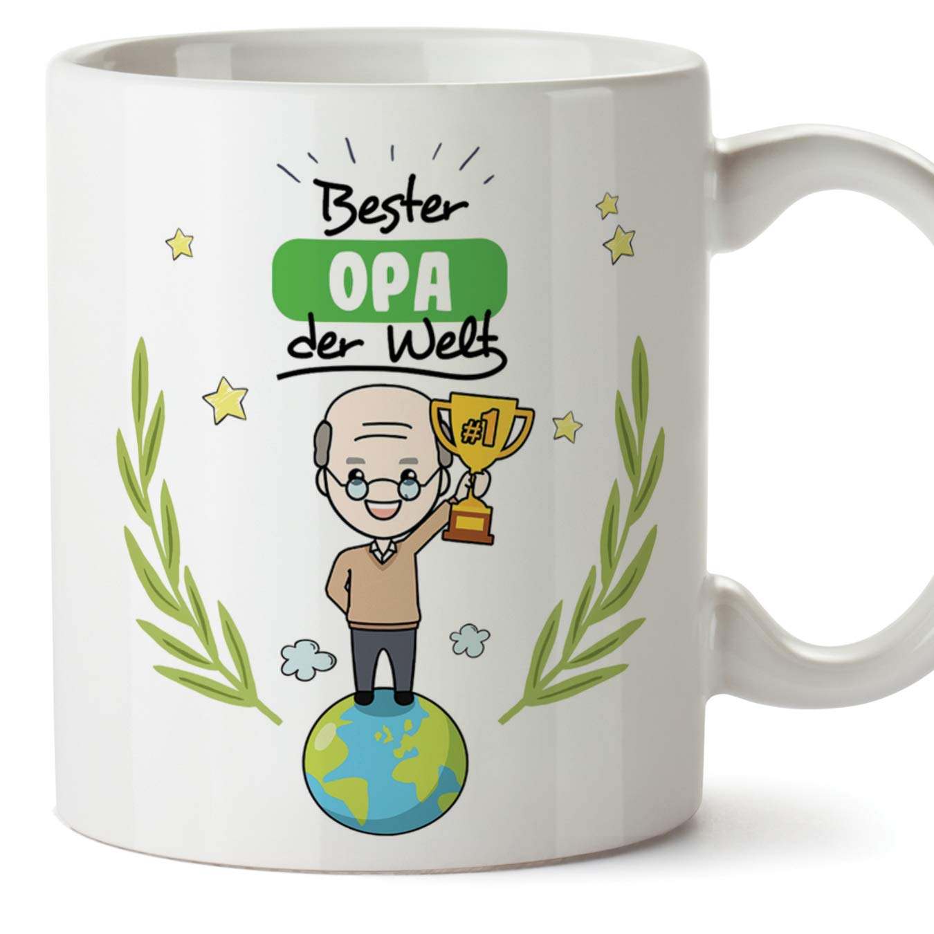 MUGFFINS Opa Tasse/Becher/Mug - Bester Opa der Welt - Schöne und lustige Kaffeetasse als Geschenkidee für Großväter. Keramik 350 mL