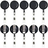 JANYUN 30 Pcs Black Retractable Badge Reels Holders Reels Clip for ID Badge Holders for School Office Supplies
