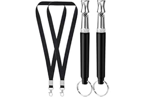 PAPS Dog Whistle Pack of 2 - Dog Whistle to Stop Barking Neighbors Dog - Adjustable Ultrasonic Whistle to Control, Recall and Stop Dog Barking- Silent Dog Whistle Device, Black Lanyard