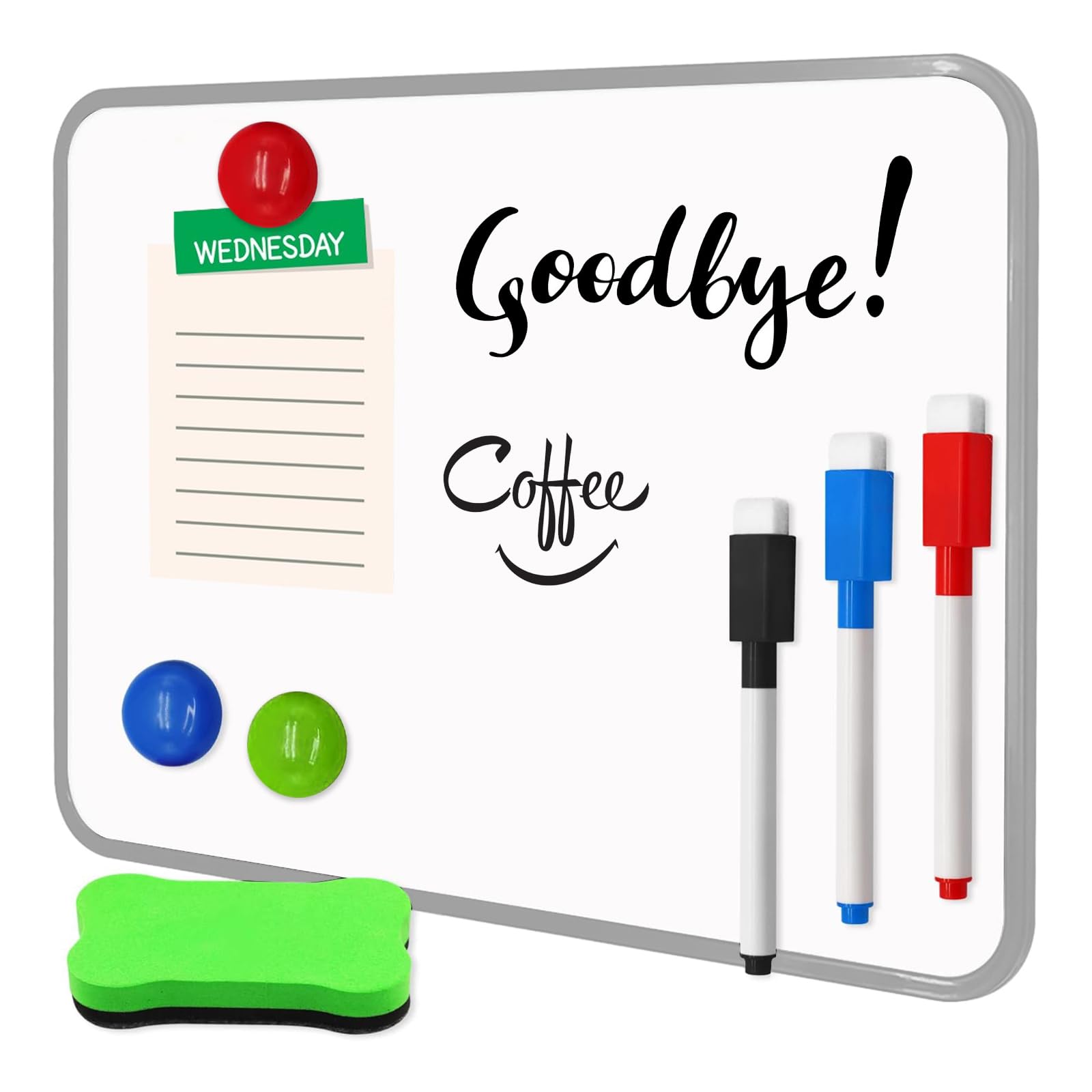 KIPTVO Dry Erase Whiteboard, A4 Size Small Double Sided White Boards, Desk Whiteboard, Whiteboard and Pens, with Dry Erase Pens, Eraser, for School Home Office Classroom Kids Children Students Drawing