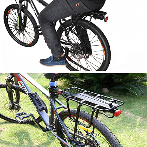 Enkrio Adjustable Bike Rear Cargo Rack Equipment Stand Footstock Bicycle Carrier Rack Bicycle Accessories Seat Post 110Lb Capacity (Black)
