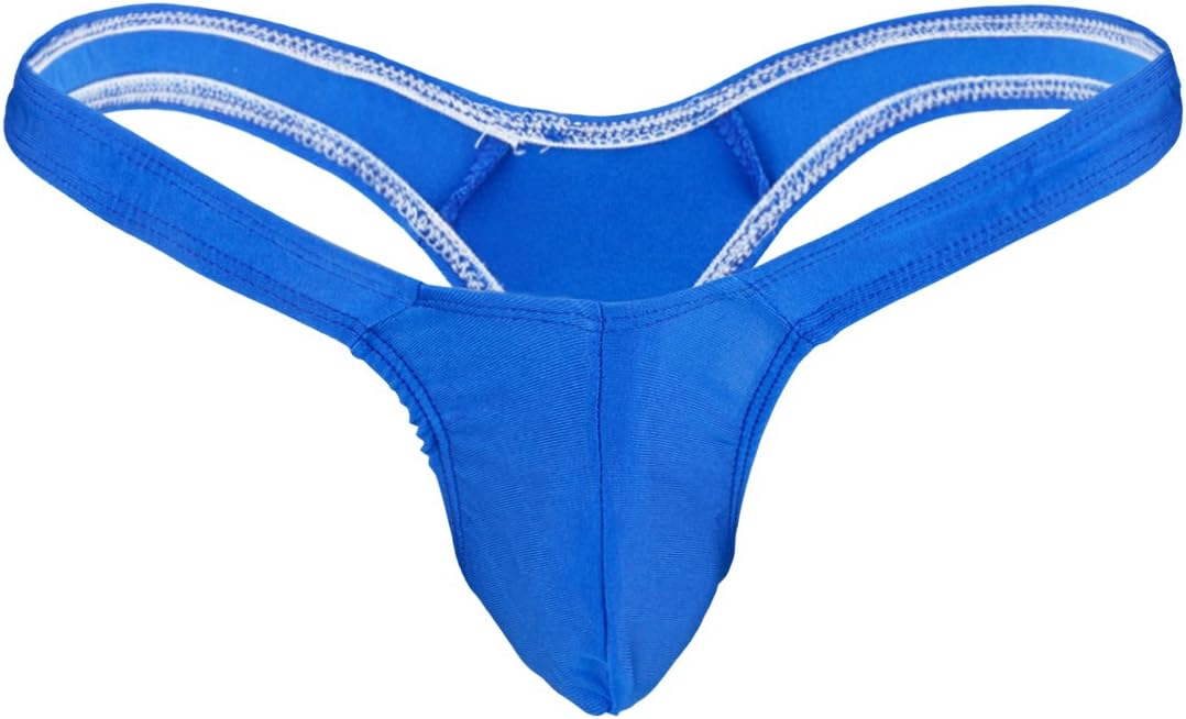 FFESHOW Men's Smooth Bikini Pouch Underwear G String Thongs (Blue)