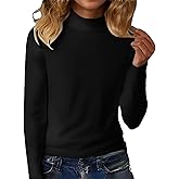 Mock Neck Tops for Women Long Sleeve Basic Fitted Cozy Shirts Dressy Casual Lightweight Work Winter Blouse Undershirt