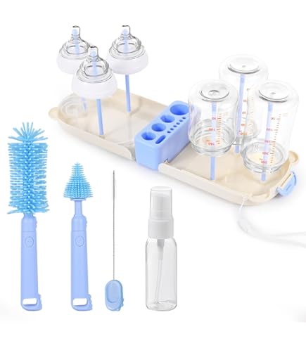 Brosses à Tétons Pour Biberons - Lot De 4, éponge Et Poignée Ergonomique, Portable Pour Voyage, Maison, Voiture