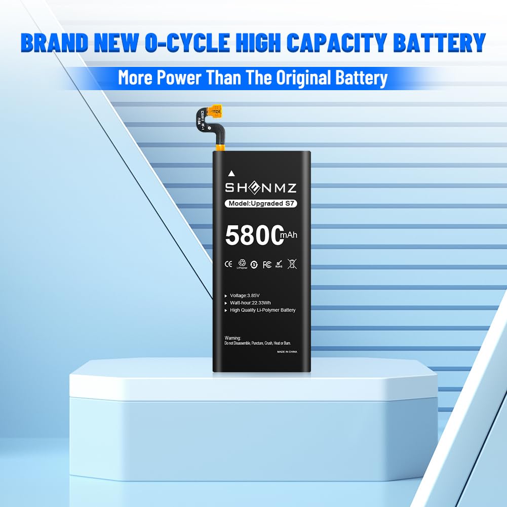 Galaxy S7 Battery, [Upgraded] 5800mAh Li-Polymer EB-BG930ABE Replacement Battery for Samsung Galaxy S7 G930 G930V G930A G930T G930P G920V with Screwdriver Tool Kit-12 Months Warr