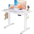 YDN Electric Standing Desk Adjustable Height, 40 x 24 Inches Stand up Desk with Cable Management, Home Office Desks with Splice Board & White Frame, White Top