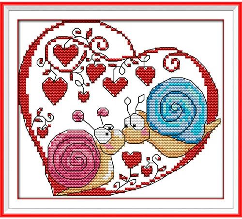 Ryvox(TM) DIY Handmade Needlework Counted Cross Stitch Set Embroidery Kit 14CT Snail Couples Pattern Cross-Stitching Home Decoration