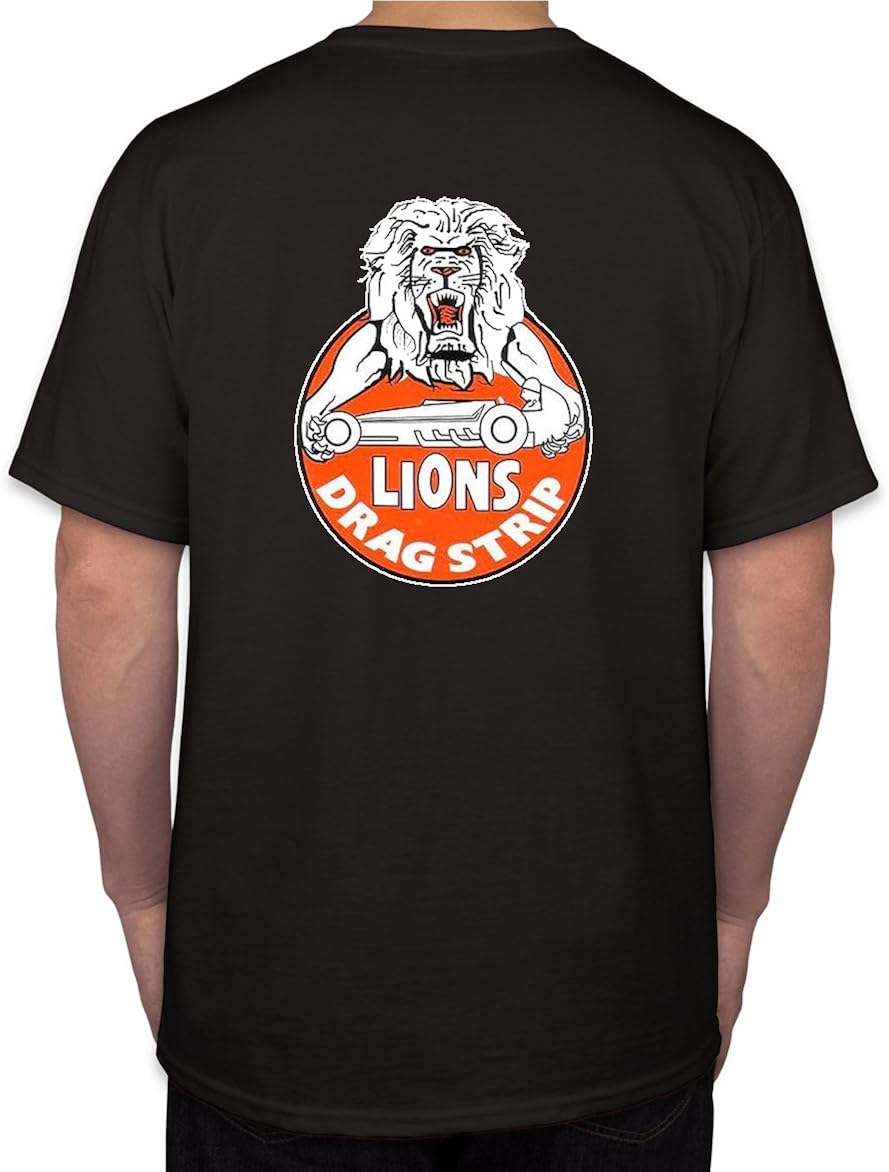 Trooperbay Lions Drag Strip Orange Lion's Arms Hot Rod Rat Nostalgia Drag Race Racing NHRA Black Short Sleeve Shirt