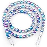 YEBOLU USB C Charging Cable for for iPhone 16, Girls 3.3FT Cute Pearl Beaded USB Type C Charger Cord Phone Charger Cable for iPhone 17 Pro Max 16 Pro Max Plus Galaxy S25 S24 S23 S22