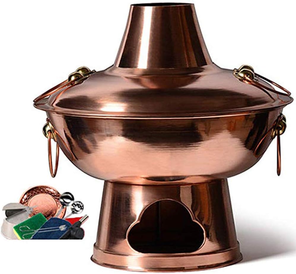 Pure Copper Charcoal Copper Hot Pot Domestic Picnic Yuanyang Red Copper