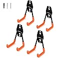 Aoben Heavy Duty Steel Garage Storage Hooks, Utility Tool Hangers and Combinable Wall Mount Hooks for Organizing Ladder, Hold Chairs, Heavy Tools (Small U, 4 Pack)