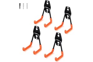 AOBEN Garage Hooks Heavy Duty, Steel Garage Storage Hooks, Utility Tool Hangers and Combinable Wall Mount Garage Hooks for Organizing Ladder, Hold Chairs, Heavy Tools (Small U, 4 Pack)