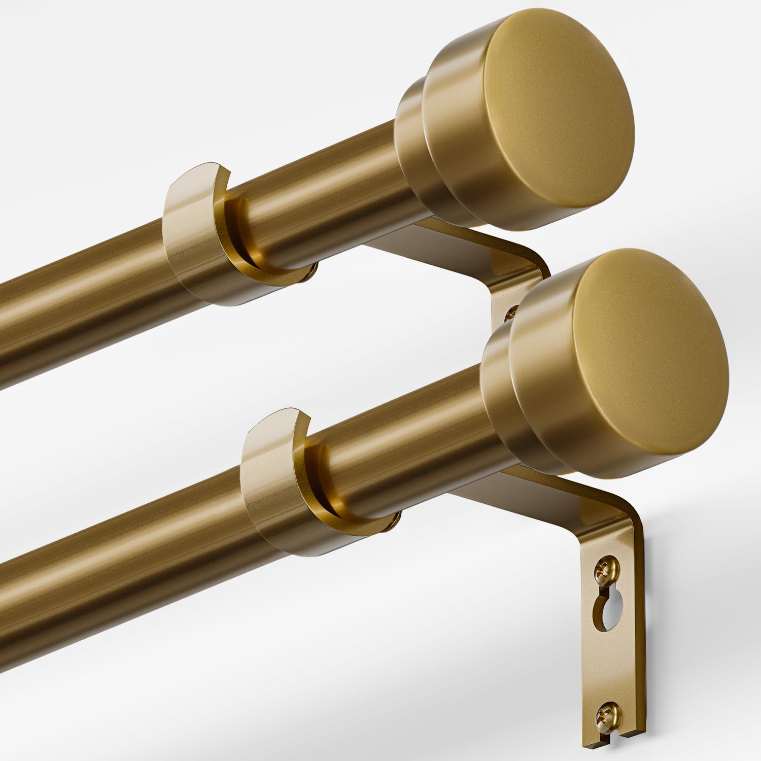 Photo 1 of Oneach 2-Pack Heavy Duty Curtain Rods for Windows 28 to 48 Inch, 1 Inch Pole Adjustable Curtain Rod with Easy Installation and Modern Design (Gold, 16 to 60 Inch)