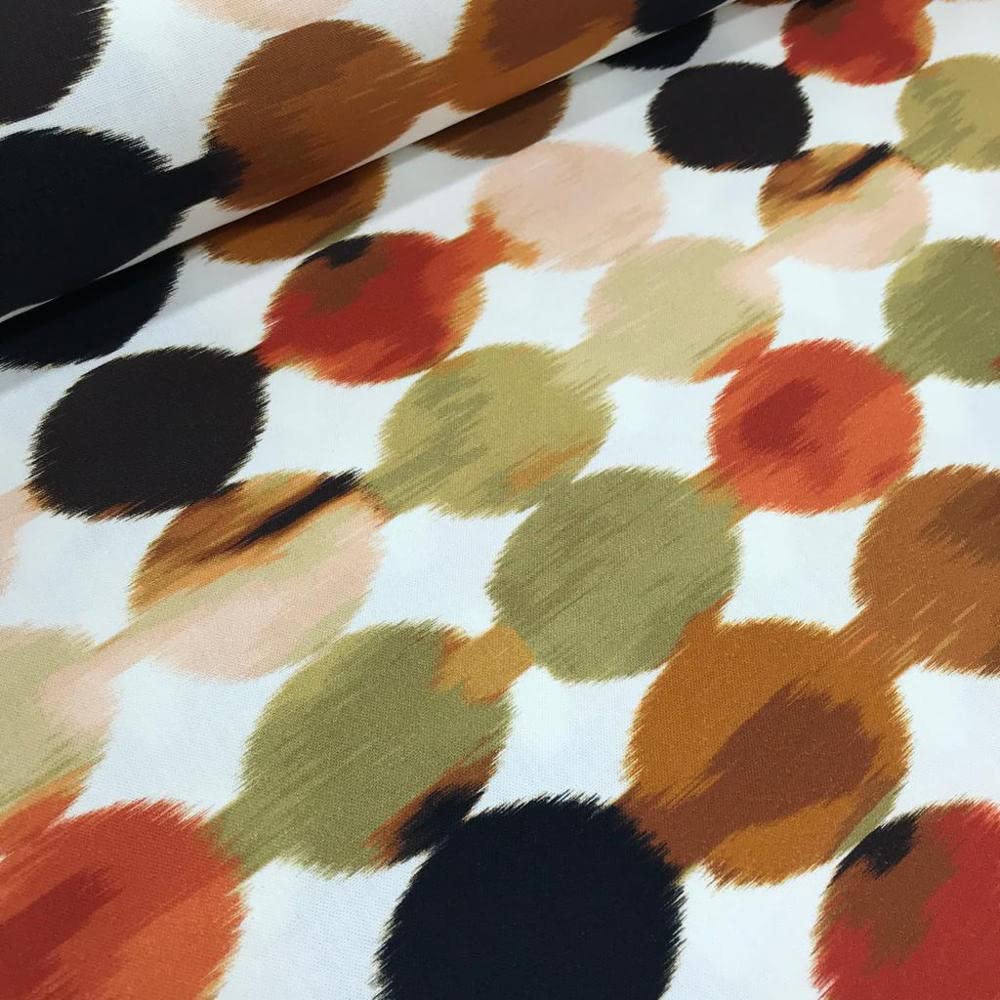 Kt KILOtela - Digital Printed Canvas Fabric, Half Panama Cotton, Decoration, Cushions, 100 cm Length x 280 cm Width | Geometric Deka - Brown ─ 1 Meter