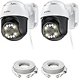 ZOSI 2Pack C296 5MP 3K PoE PT Add-On Camera Outdoor, AI Face Human Vehicle Detection & Siren Alarm, Starlight Night Vision, Auto Track, Floodlights, 5X Digital Zoom, Pan/Tilt, Only Work with ZOSI NVR