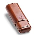 CIGAR IN STYLE Cigar Case Travel Holder - PU Leather Cedar Wood Lined Brown 2 Ct Sturdy Carry Case - 58 Ring Gauge