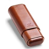 cigar in style Cigar Case Travel Holder - PU Leather Cedar Wood Lined Brown 2 Ct Sturdy Carry Case - 58 Ring Gauge