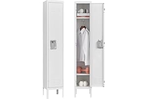 Fesbos 66.1" Metal Lockers for Employees White Steel Storage Locker with Doors for Office School Gym Metal Storage Cabinets for Home, Office, Gym, School
