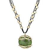 joymiao Leather Necklace for Women Large Pendant Hippie Choker Necklace Vintage Sweater Necklace Chunky Boho Necklaces for Women