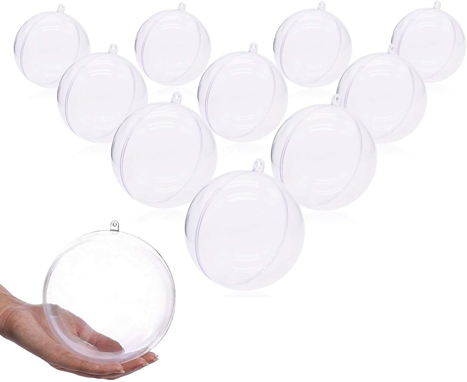Ornaments - 10 Pack Christmas Ornaments Ball Clear Plastic Fillable DIY Craft Ball Ornament 80mm/3.2in Xmas Tree Decoration Transparent Balls for New Years Wedding Home Decor Gift Storage