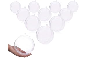 AOKELY 10 Pack Christmas Ornaments Ball Clear Plastic Fillable DIY Craft Ball Ornament 80mm/3.2in Xmas Tree Decoration Transparent Balls for New Years Wedding Home Decor Storage