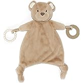 Loveys for Babies, Lovey Including Teether, Soft Stuffed Animals Security Blanket, Baby Snuggle Toy, for Newborn Boys and Girls(Bear)