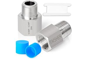 TAISHER 2PCS Forging of 304 Stainless Steel Fitting, Reducer Adapter, 1/2" NPT Male x 1/2" G Thread (BSP) Female