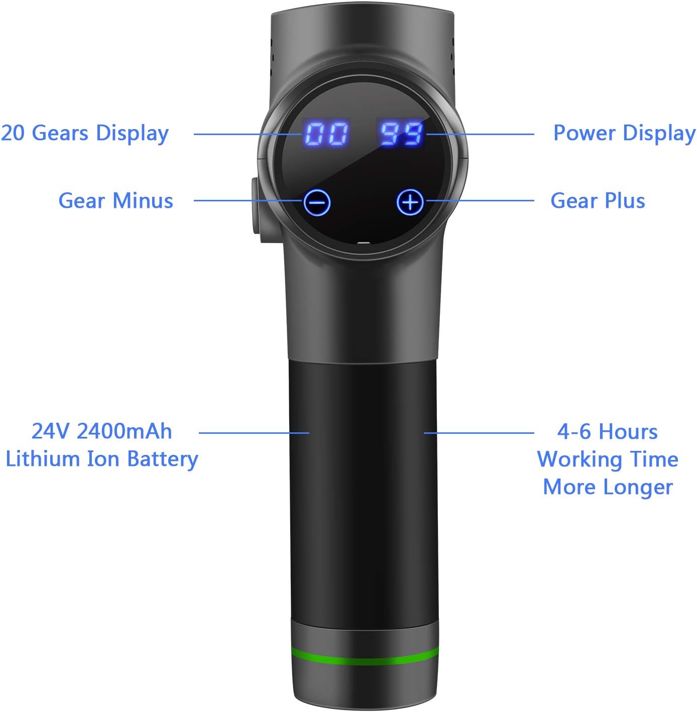 Massage Gun Back Massager - Kaiteki Deep Tissue Percussion Muscle Massager for Pain Fatigue Relief, Handheld Electric Body Massager Sports Drill Portable Super Quiet Brushless Motor (Black): Health & Personal Care